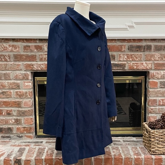 Vintage Max New York blue coat w/ black croc-print collar / 12 / EUC - Picture 4 of 16